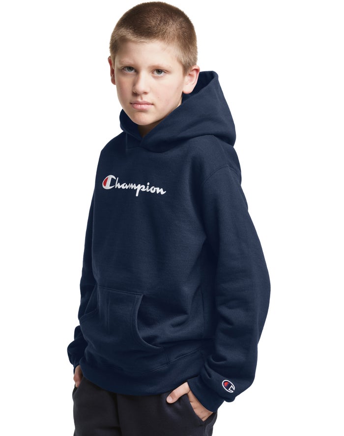 Champion Hoodie Jongens - Donkerblauw - Pullover Script Logo ( 654897-LWO )